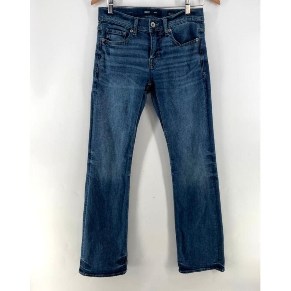 BKE Aiden Men Jeans FITS 29X30.5 Blue Denim Back Pocket Embroidery Button Dark
